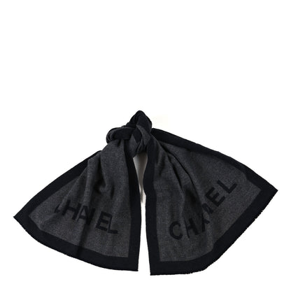 Chanel Cashmere CC Fringe Stole Grey Dark Grey 1 of 3