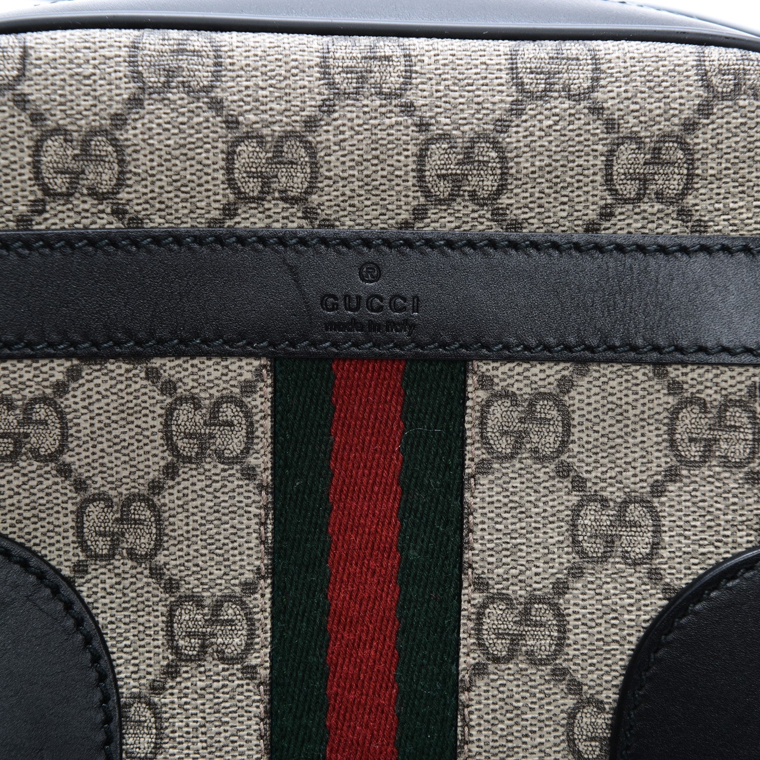 Gucci GG Supreme Monogram Web Small Shoulder Bag Black 6 of 9