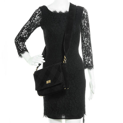 Chanel Suede Diamond Stitched Messenger Flap Bag Black 2 of 8