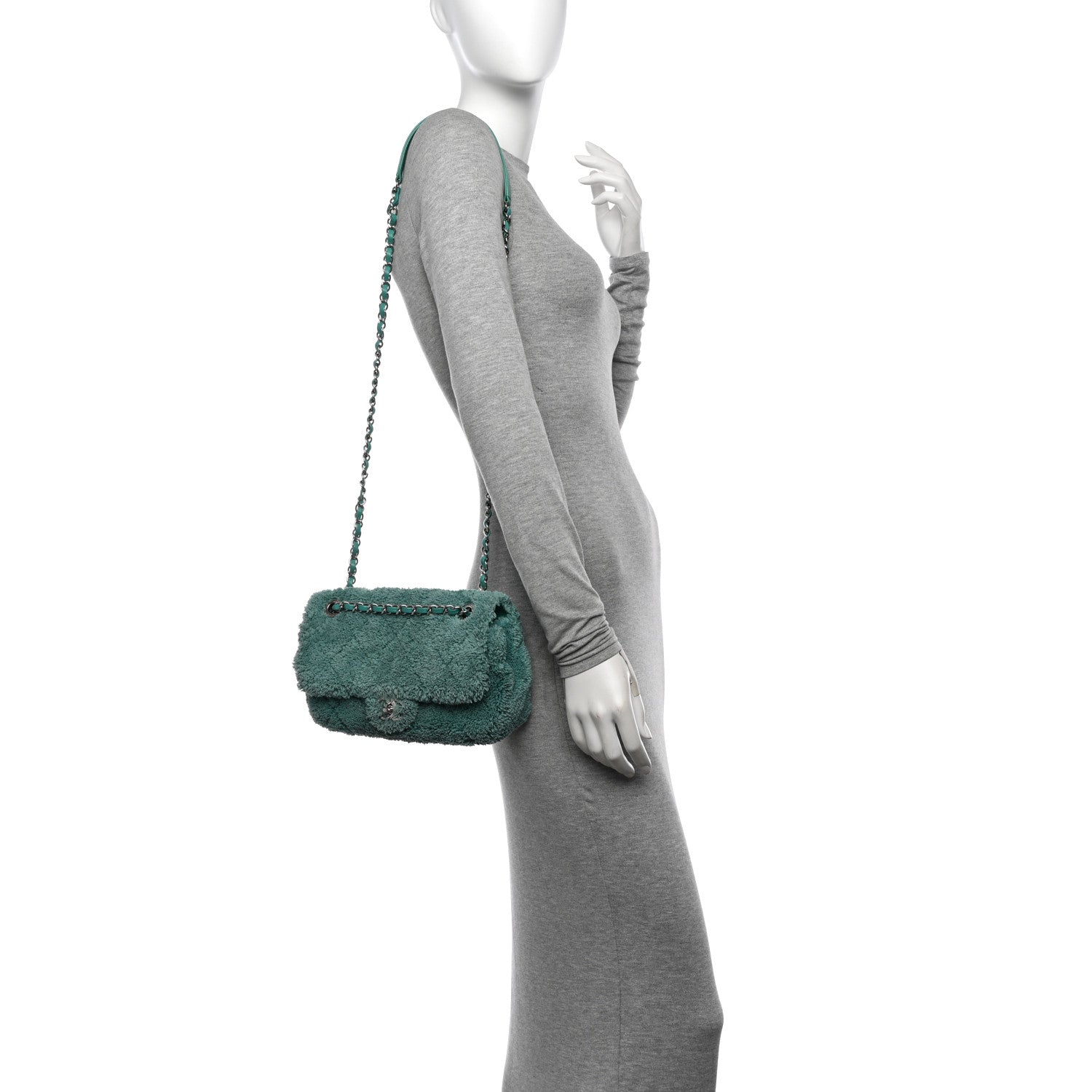 Chanel Lambskin Calfskin Mixed Fibers Quilted Medium Flap Green 2 of 10