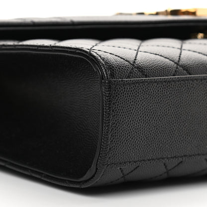 Saint Laurent Grain De Poudre Textured Mixed Matelasse Triquilt Medium Monogram Satchel Black 9 of 10