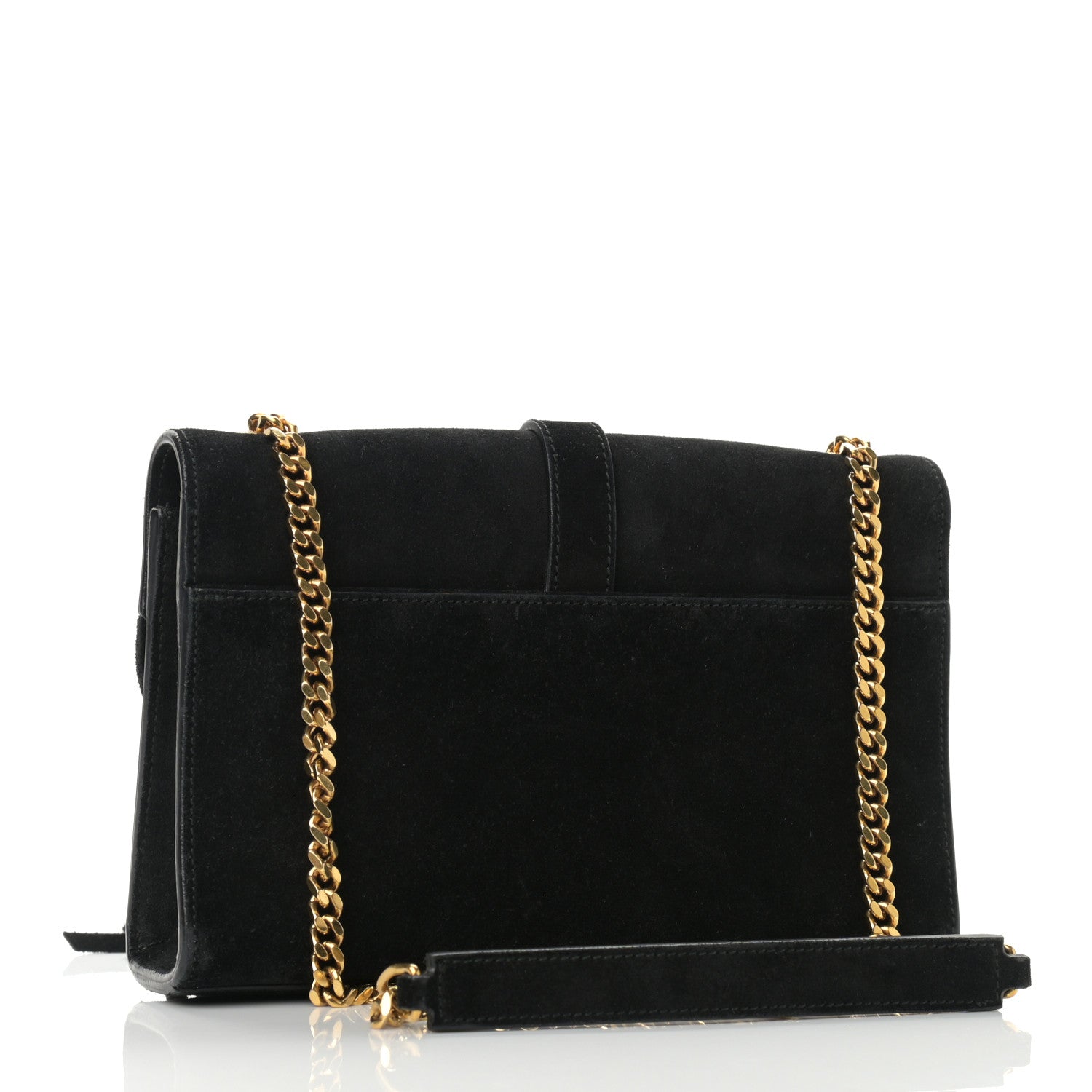 Saint Laurent Suede Fringe Small Monogram Satchel Black 2 of 8