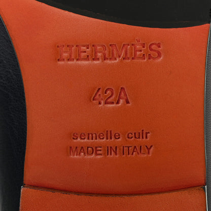 Hermes Goatskin Mens Blaise Loafers 42 Marine 6 of 8