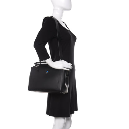 Fendi Vitello Baltico Dolce DotCom Satchel Black Blue Royal 2 of 10