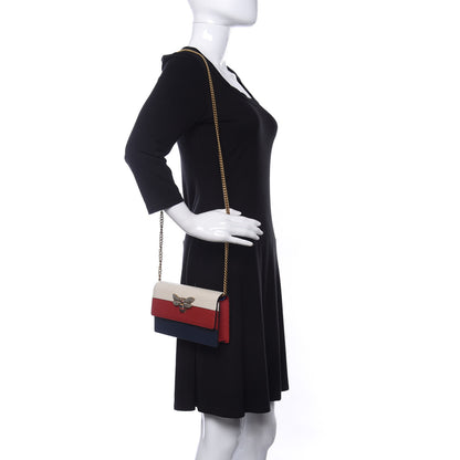 Gucci Calfskin Queen Margaret Chain Wallet Blue Agata Hibiscus Red Mystic White 2 of 11