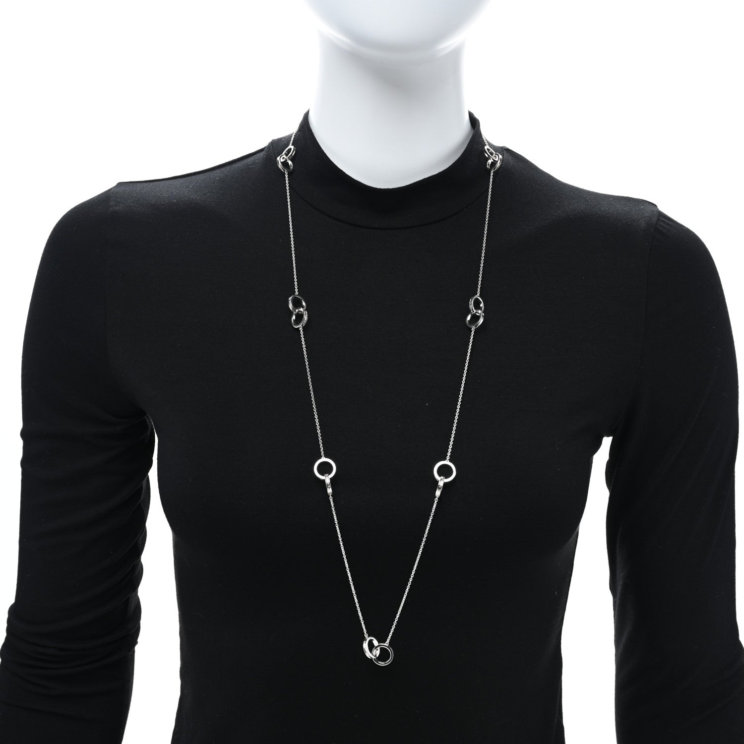 Tiffany Sterling Silver 1837 Interlocking Circles Station Long Necklace 3 of 4