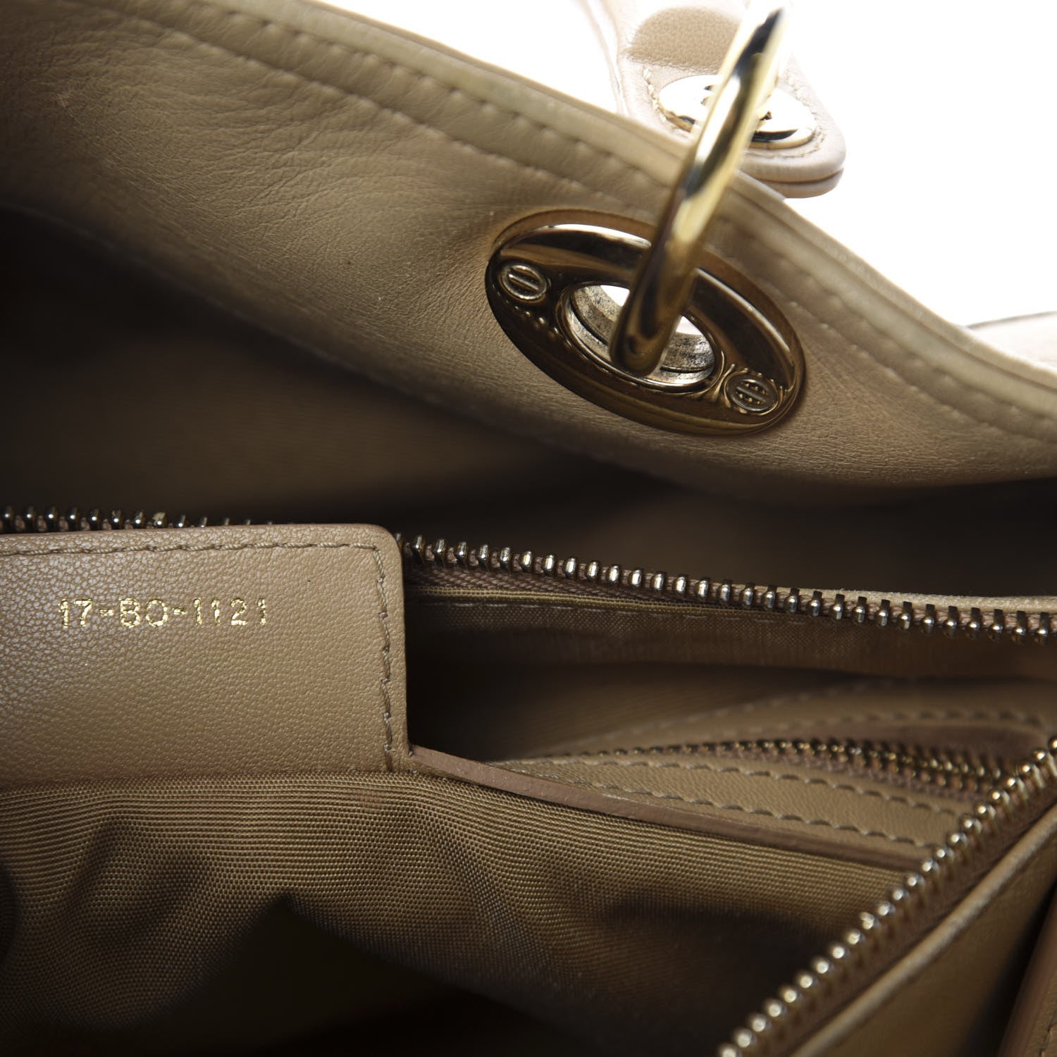 Christian Dior Lambskin Cannage Granville Polochon Beige 9 of 12