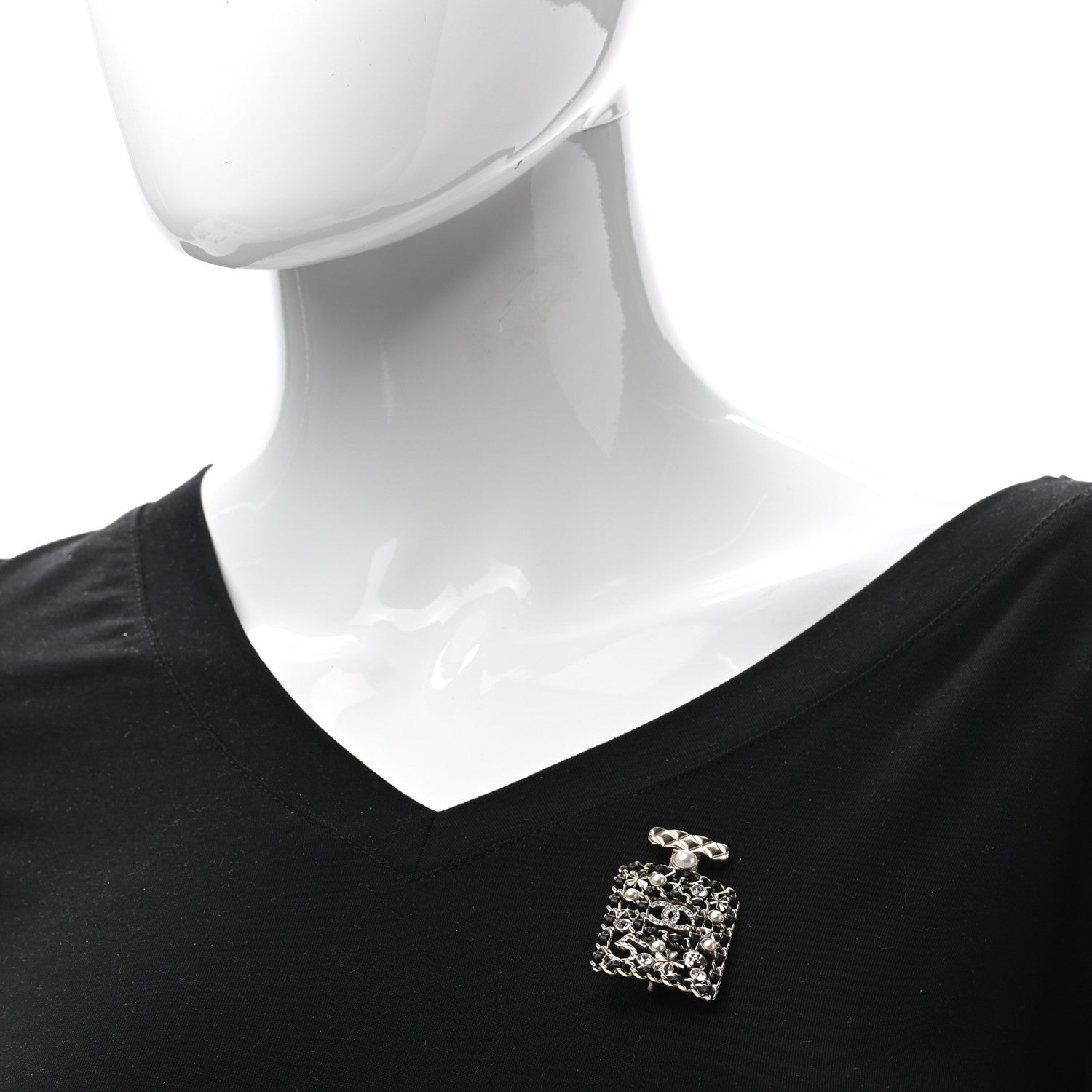 Chanel Lambskin Pearl Quilted Chain CC Perfume Bottle Brooch Gold 2 of 5
