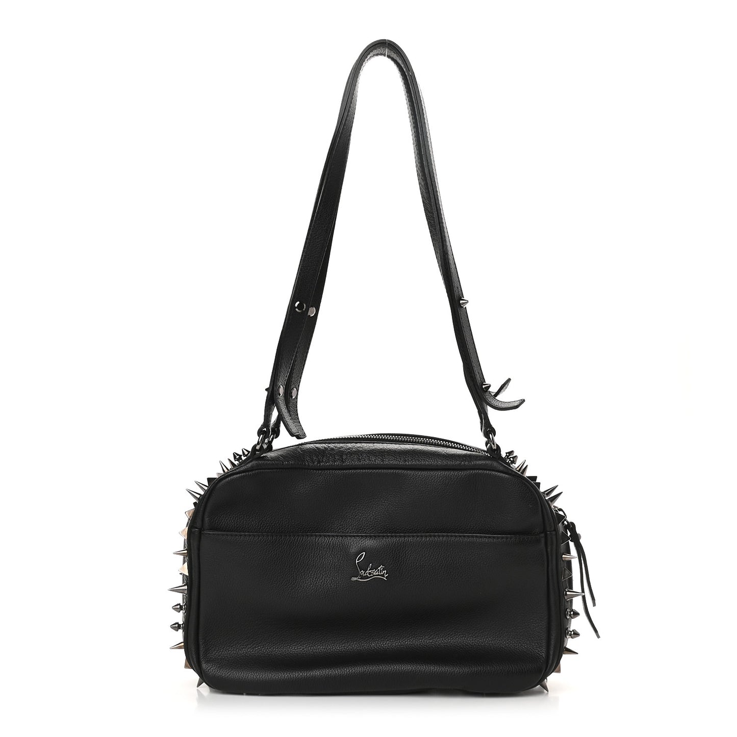 Calfskin Spikes Shoulder Bag Black