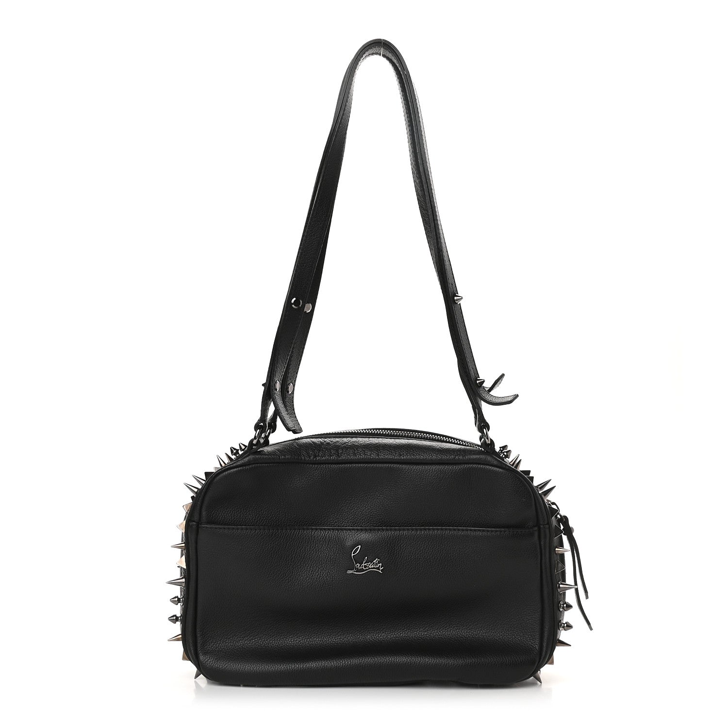 Christian Louboutin Calfskin Spikes Shoulder Bag Black 1 of 9