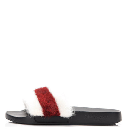 Givenchy Mink Rubber Slide Sandals 38 White Red 1 of 12