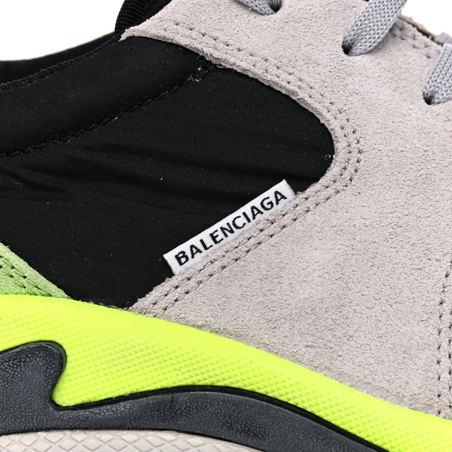 Nylon Suede Mens Triple S 2.0 Sneakers 41 Gris Black Jaune Fluo