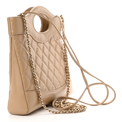 Chanel Shiny Crumpled Calfskin Quilted Mini 31 Shopping Bag Dark Beige 3 of 12