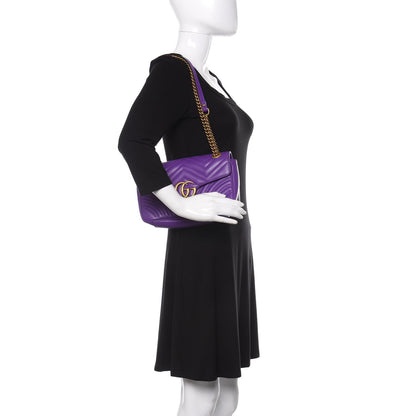 Gucci Calfskin Matelasse Small GG Marmont Shoulder Bag Shine Purple 3 of 15