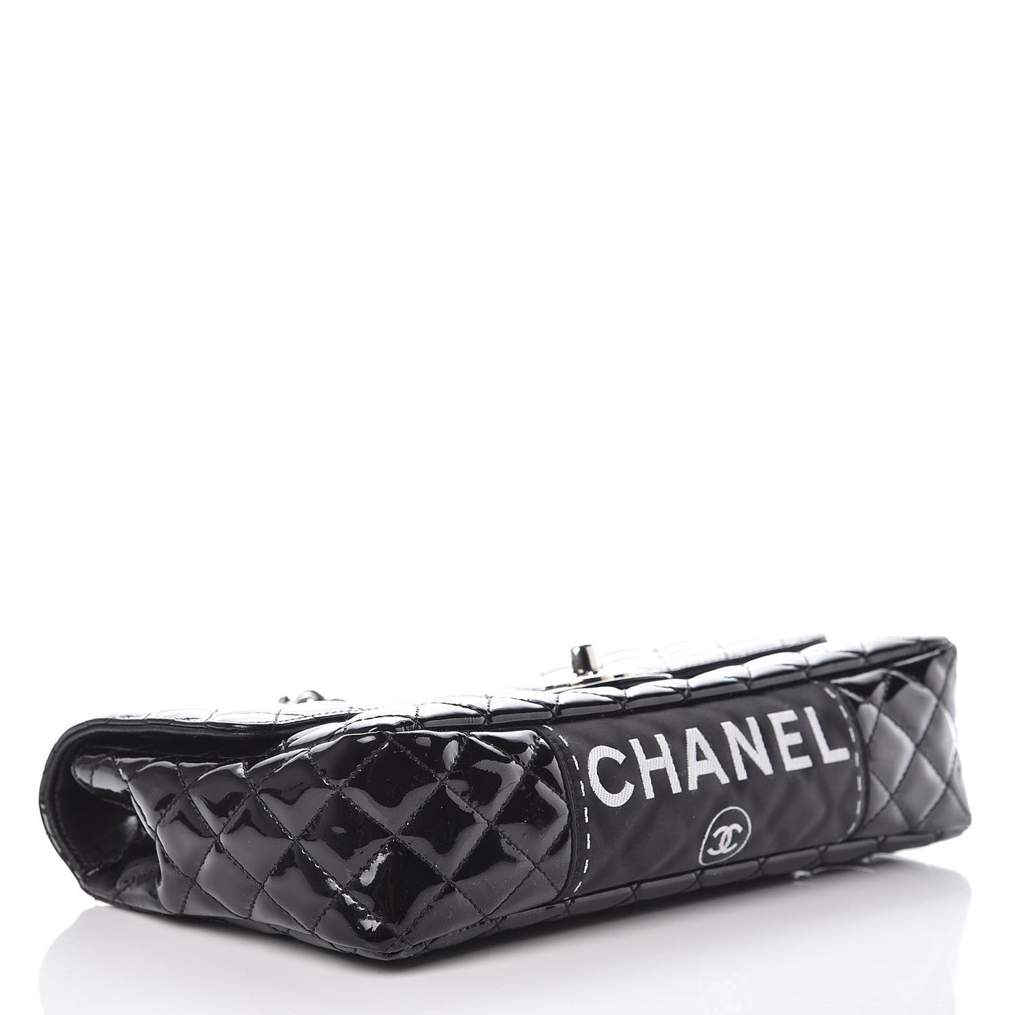 Patent Quilted Secret Label Medium Flap Black