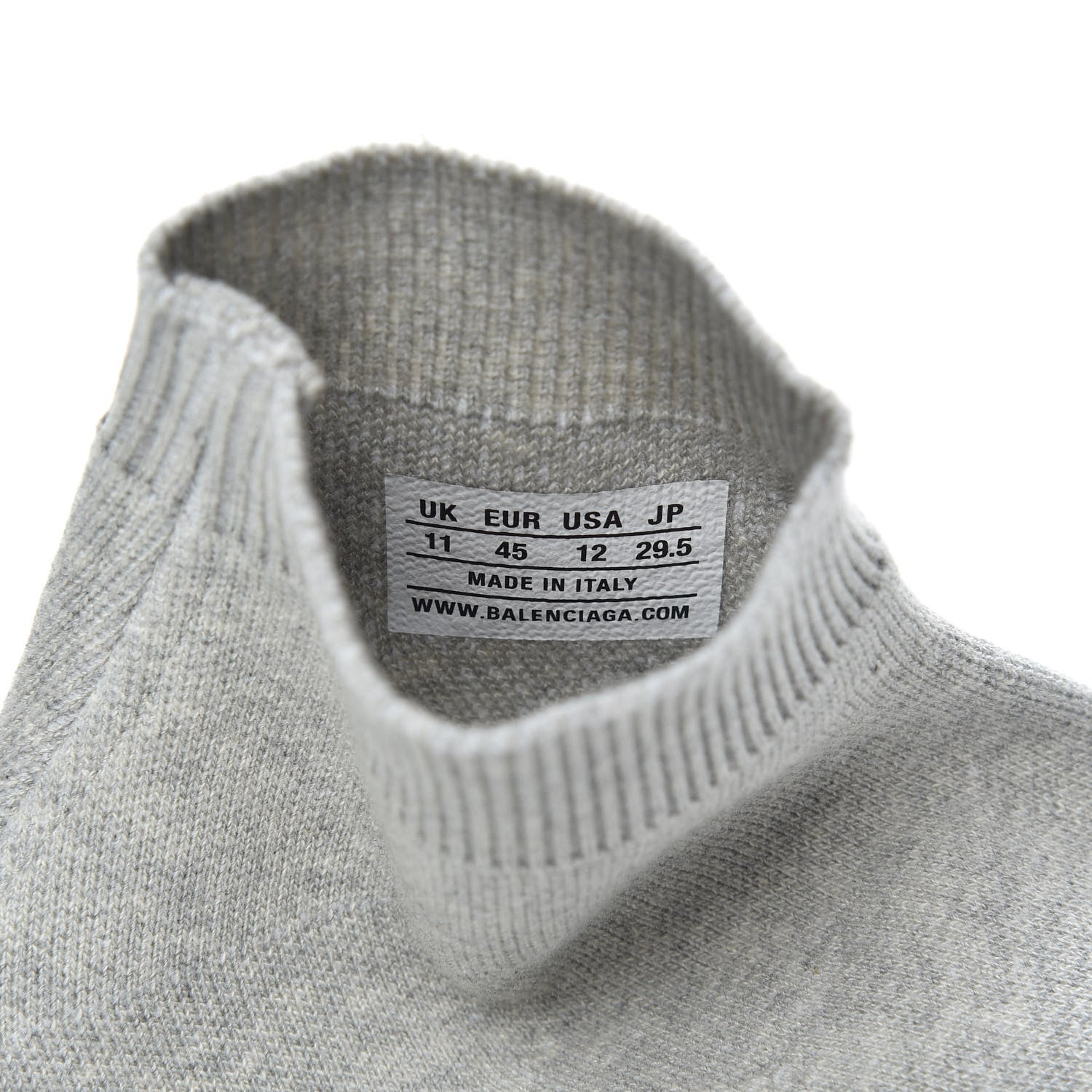 Balenciaga Sweatshirt Knit Bi-Color Sole Mens Speed Sneakers 45 Grey White Black 6 of 8