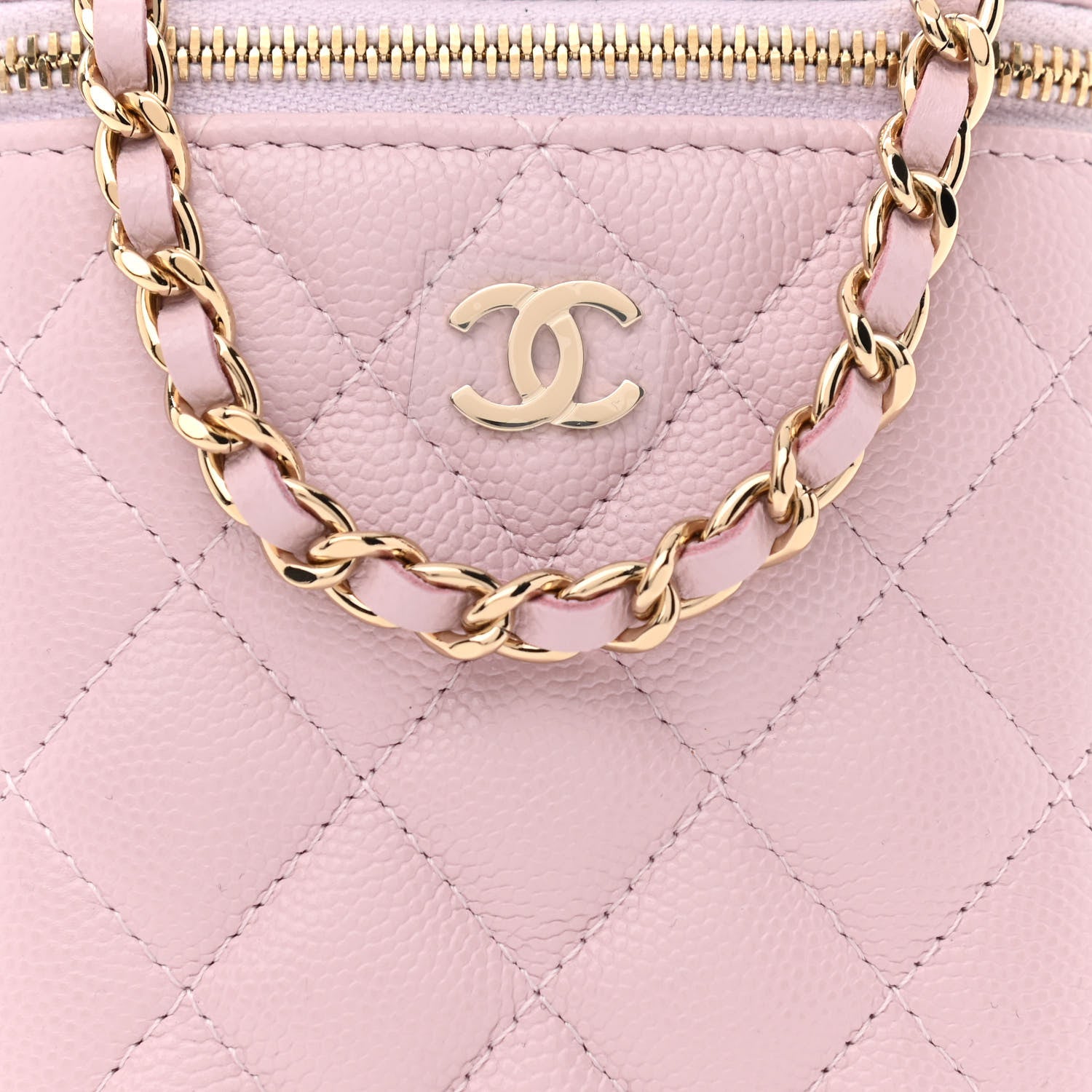 Chanel Caviar Quilted Small Vertical Coco Beauty Vanity Case With Chain Light Pink 8 of 11
