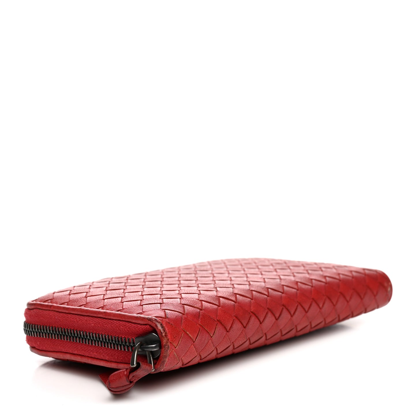 Nappa Intrecciato Zip Around Wallet Red