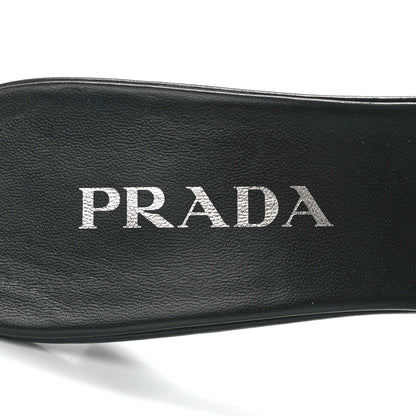 Prada Nappa Soft Padded Metal Triangle Logo 65mm Slide Sandals 39 Black 7 of 9