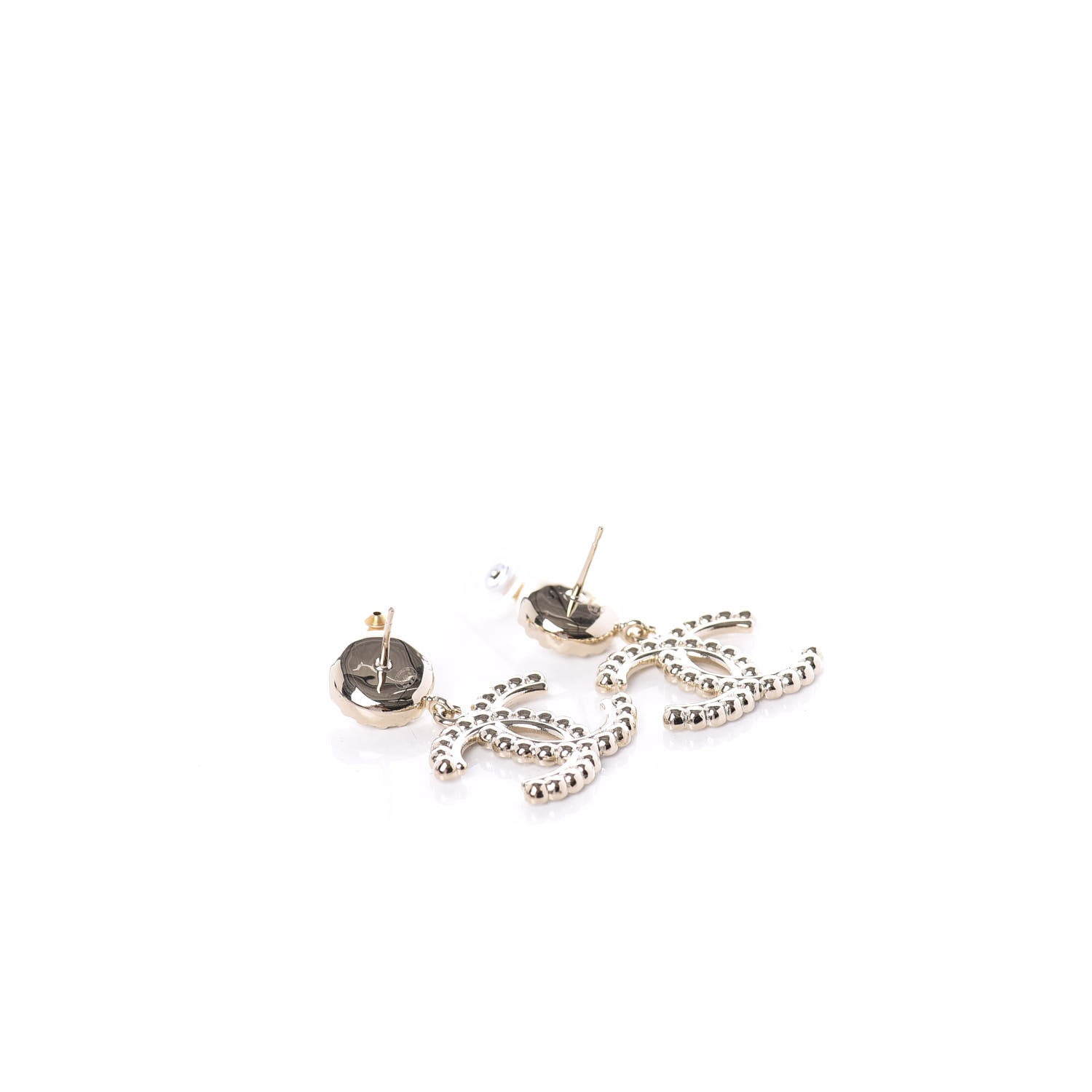 Chanel Crystal Pearl Bow-tiful CC Drop Earrings Gold 3 of 5