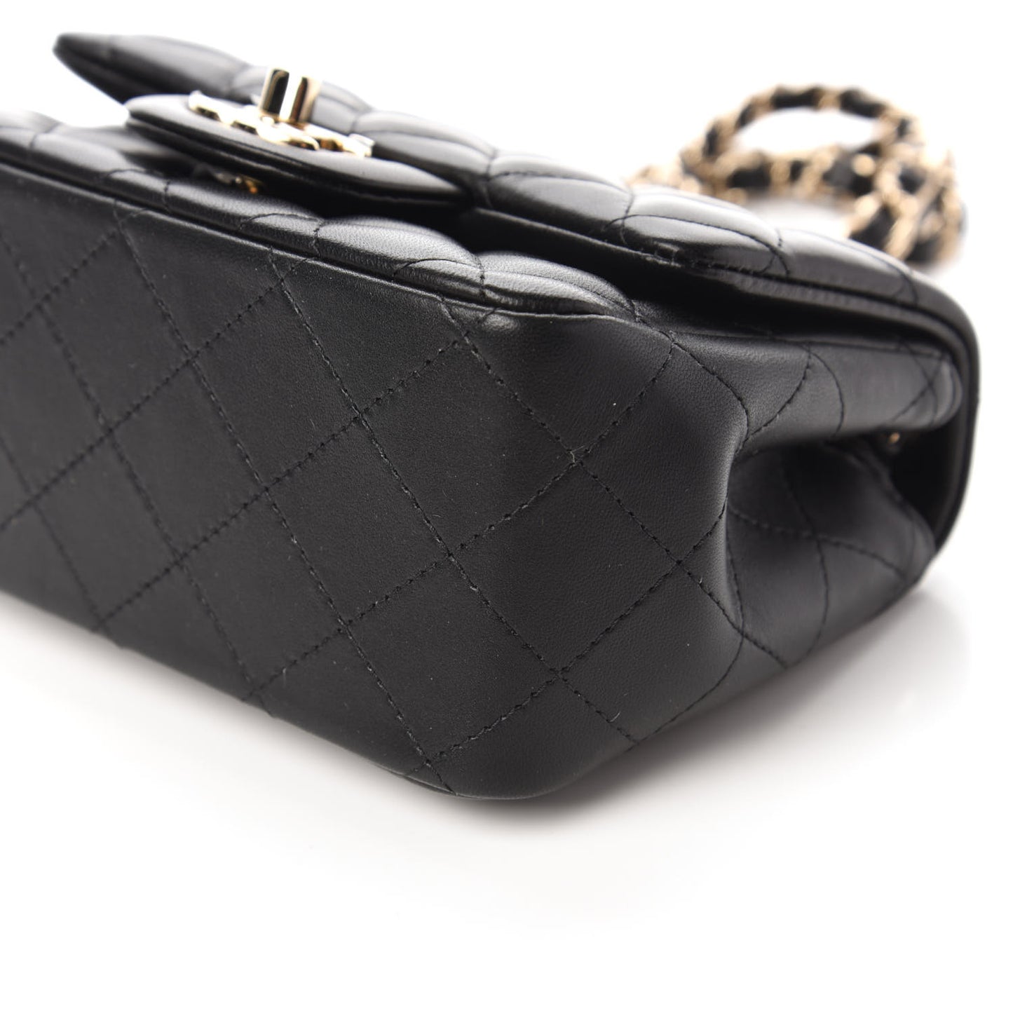 Lambskin Quilted Mini Square Flap Black