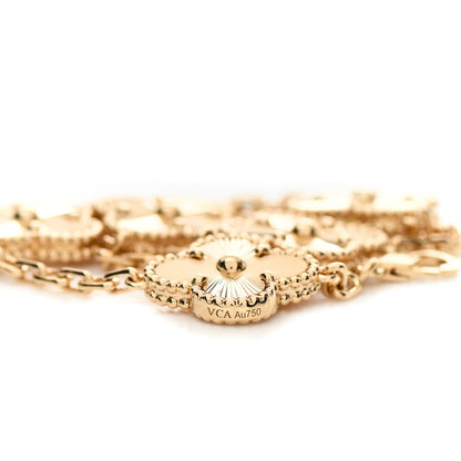 Van Cleef & Arpels 18K Yellow Gold 5 Motifs Guilloche Vintage Alhambra Bracelet 5 of 6