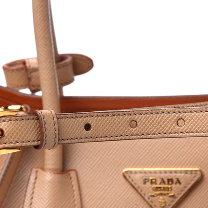 Prada Saffiano Cuir Medium Double Bag Noisette Papaya 45 of 47