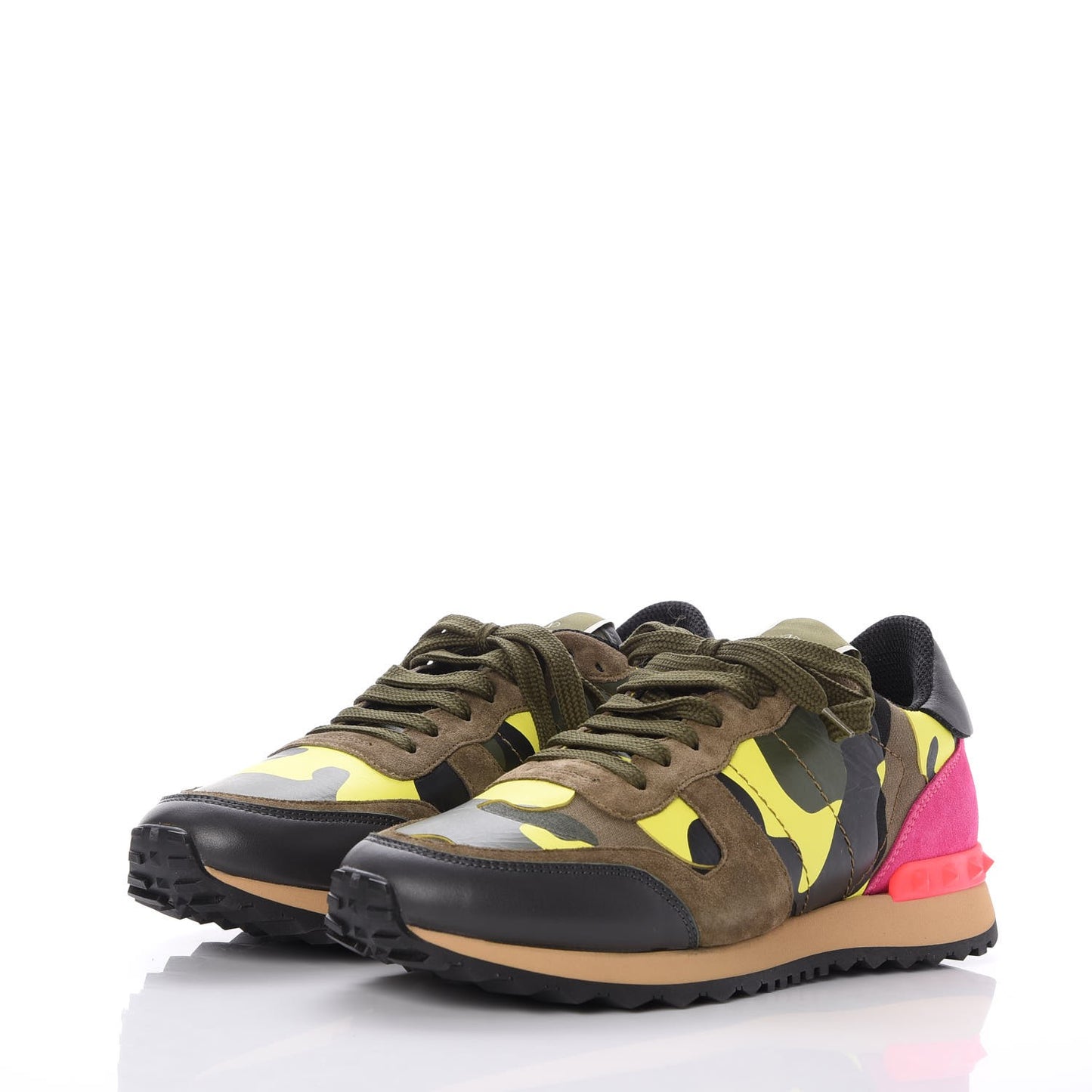 Nappa Suede Camouflage Womens Rockrunner Sneakers 39 Military Green