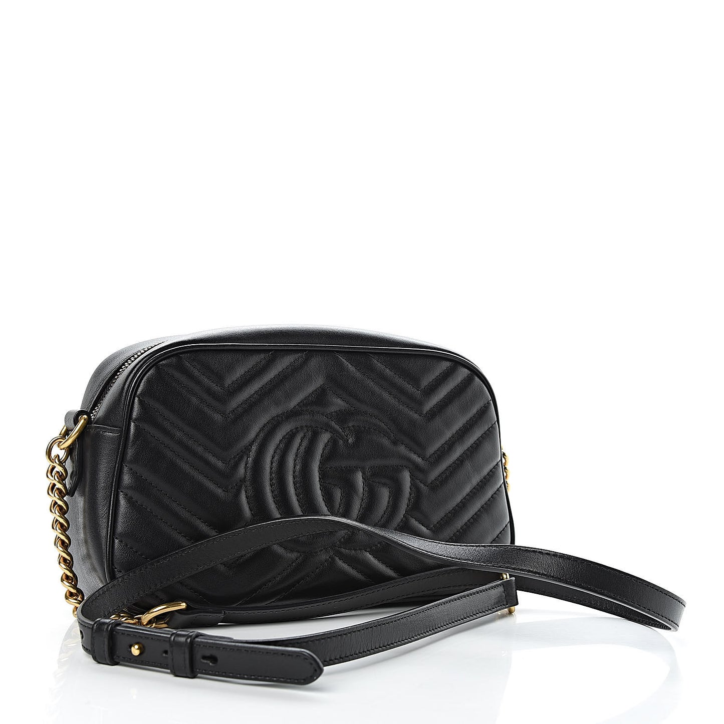 Calfskin Matelasse Small GG Marmont Chain Shoulder Bag Black