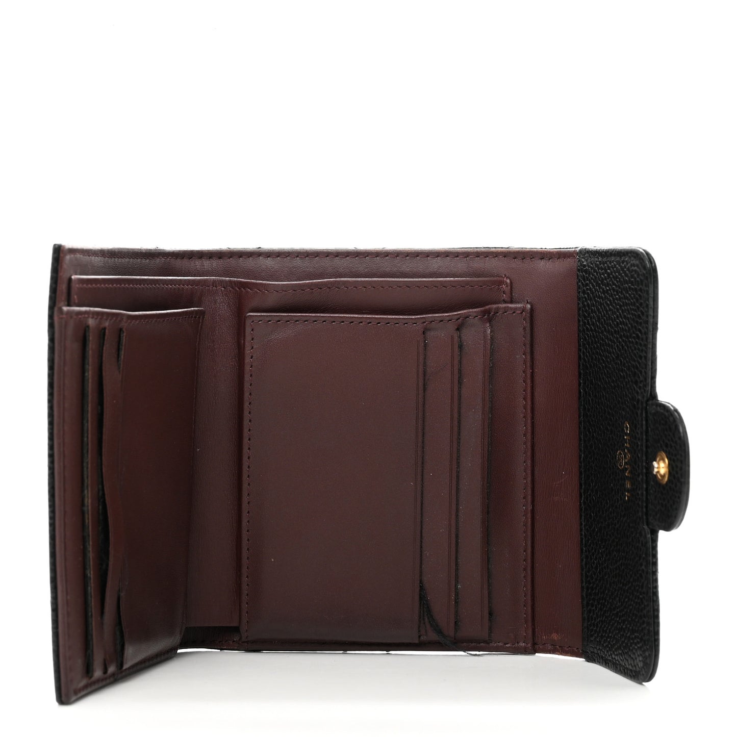 Caviar Quilted Compact Flap Wallet Black