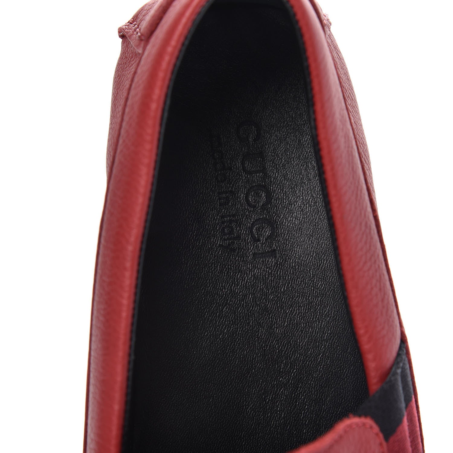 Gucci Calfskin Web Mens Driver Loafers 7.5 Red 6 of 10
