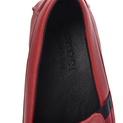 Gucci Calfskin Web Mens Driver Loafers 7.5 Red 6 of 10