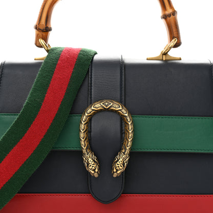 Gucci Moon Calfskin Bamboo Web Medium Dionysus Top Handle Bag Blue Emerald Hibiscus Red 8 of 13