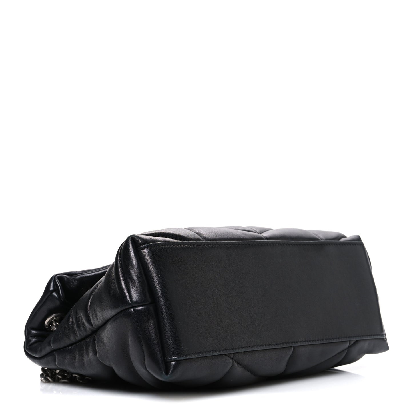 Lambskin Quilted Small Loulou Puffer Monogram Chain Satchel Black