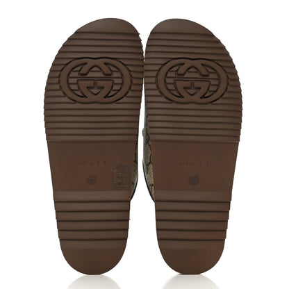 Gucci GG Supreme Monogram Miro Soft Calfskin Womens Horsebit Slippers 38 Beige Ebony New Acero 5 of 9