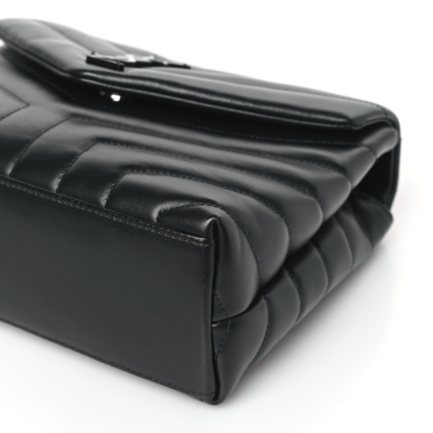 Calfskin Y Quilted Monogram Monochrome Small Loulou Chain Satchel Black