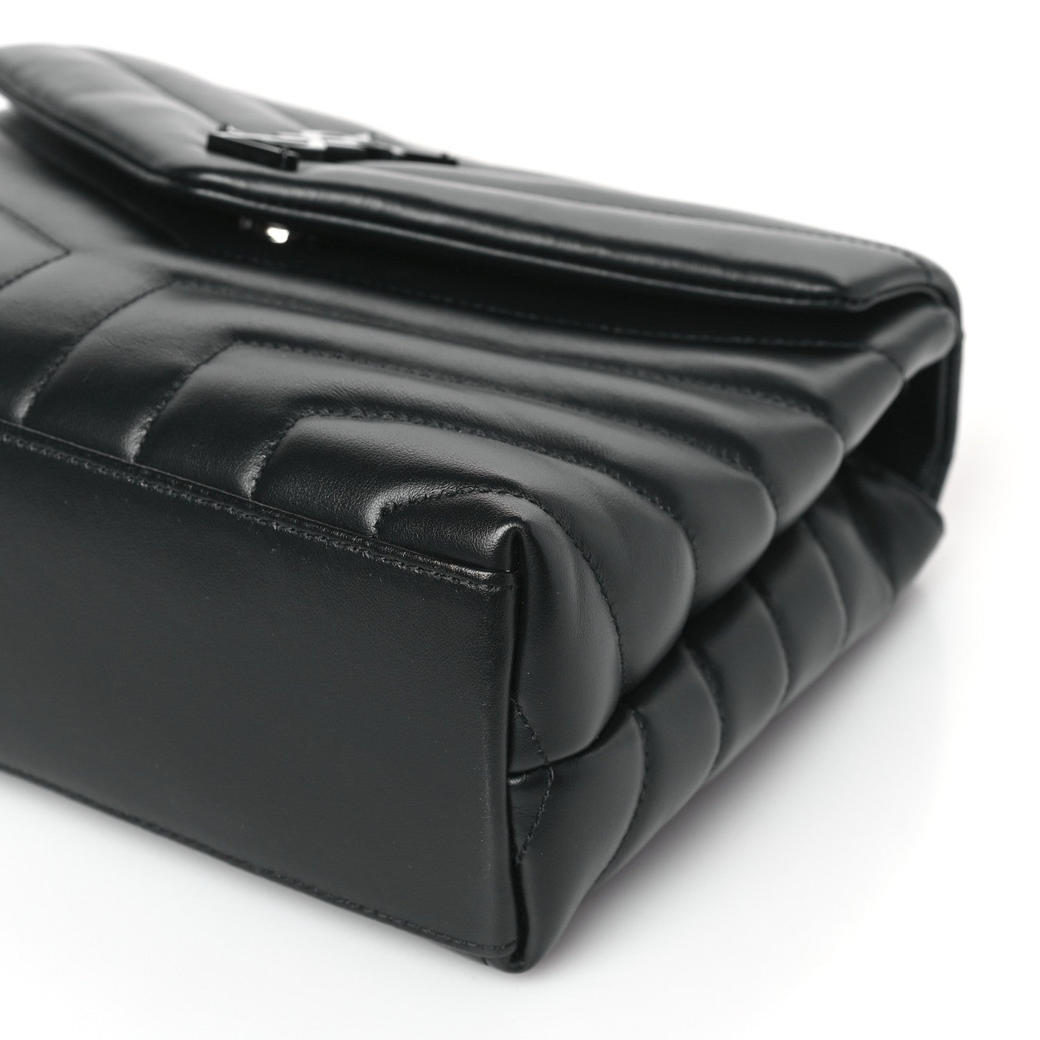 Saint Laurent Calfskin Y Quilted Monogram Monochrome Small Loulou Chain Satchel Black 9 of 9