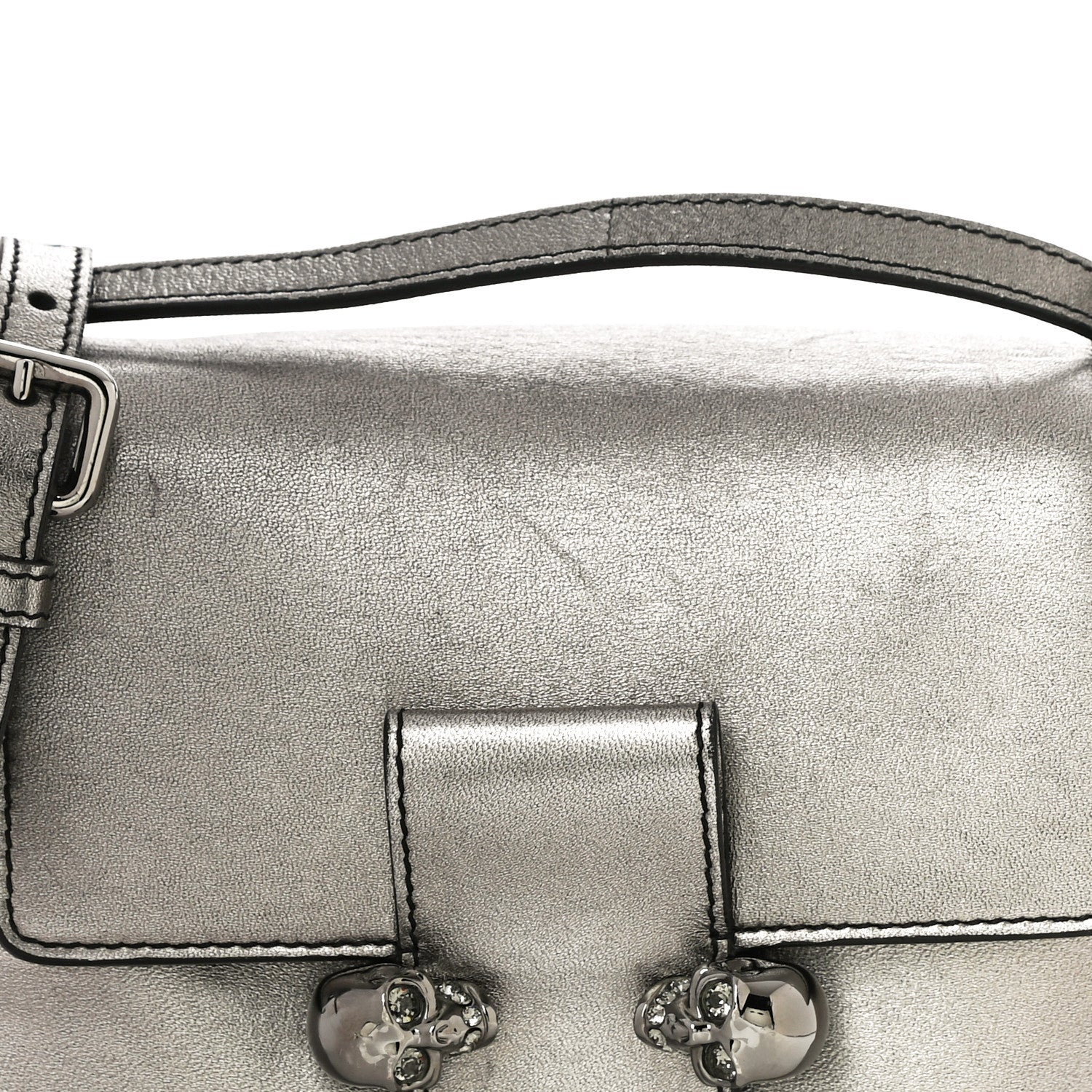 Alexander McQueen Metallic Small Twin Skull Chain Crossbody Antique Silver 8 of 18