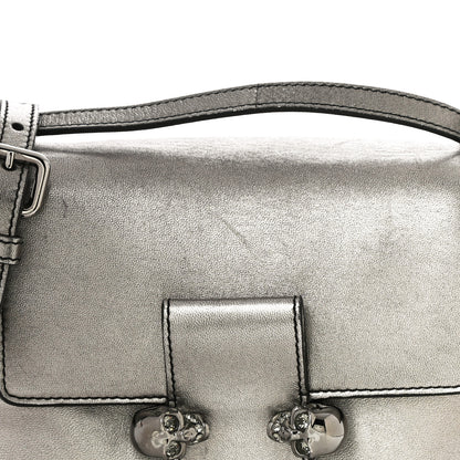 Alexander McQueen Metallic Small Twin Skull Chain Crossbody Antique Silver 8 of 18