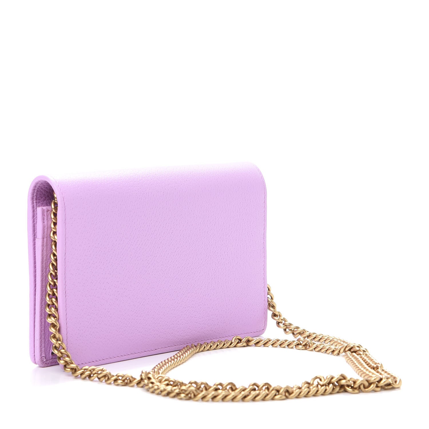 Gucci Calfskin Marquise Crystals Mini GG Chain Wallet Malva 3 of 11