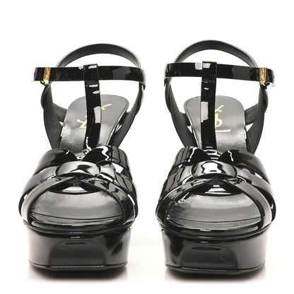 Saint Laurent Patent Tribute 75 Platform Sandals 37 Black 3 of 10
