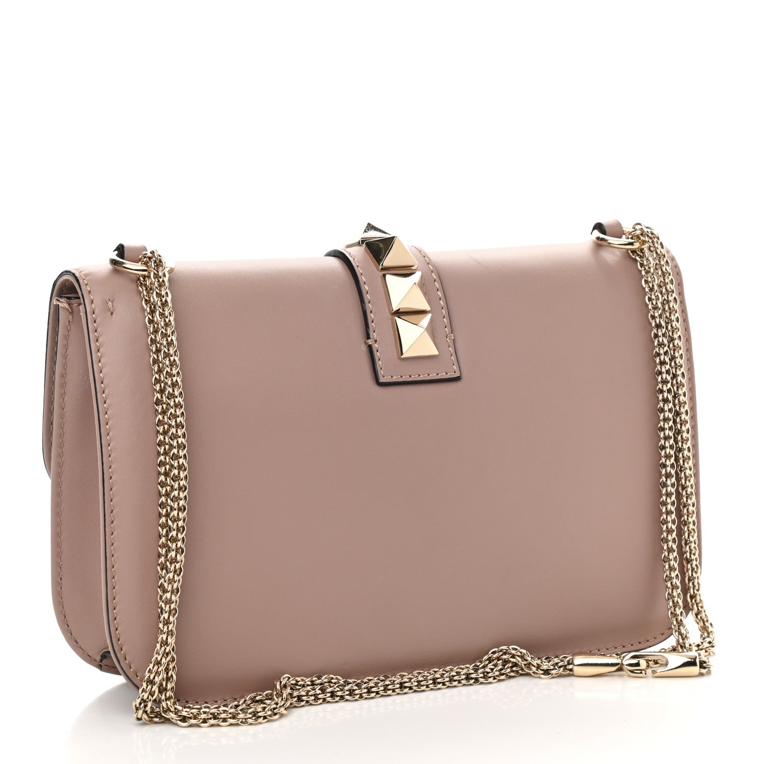 Valentino Garavani Vitello Medium Glam Lock Rockstud Flap Poudre 3 of 12