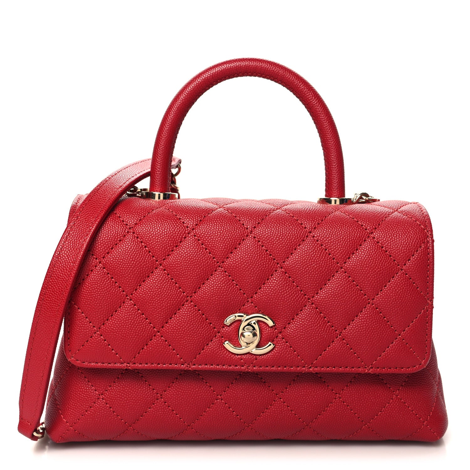 Chanel Caviar Quilted Mini Coco Handle Flap Red 1 of 10