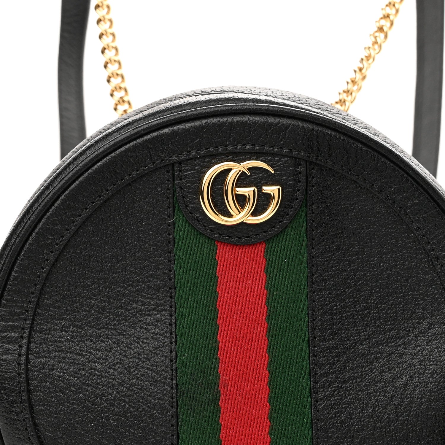 Gucci Grained Calfskin Web Mini Ophidia Round Backpack Black 8 of 10
