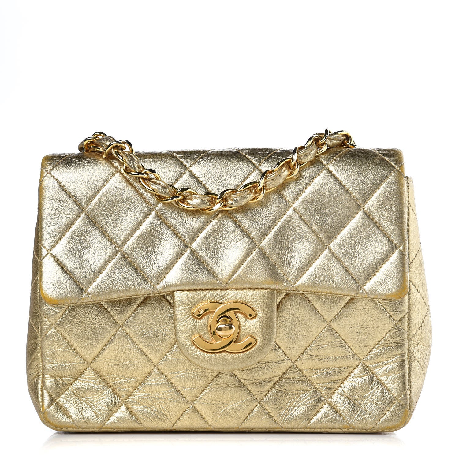 Chanel Metallic Lambskin Quilted Mini Square Flap Gold 1 of 14