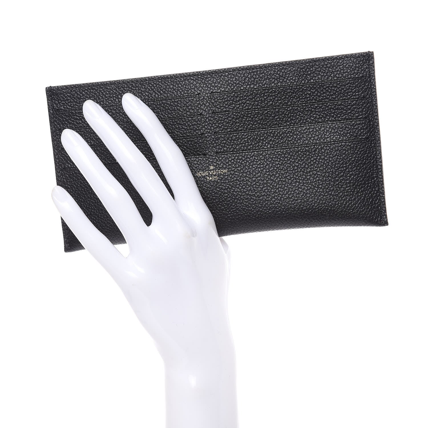 Louis Vuitton Calfskin Felicie Chain Wallet Card Holder Insert Black 2 of 6