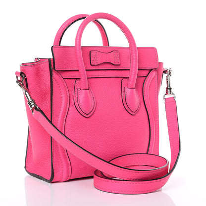 Celine Drummed Calfskin Nano Luggage Fluo Pink 3 of 10