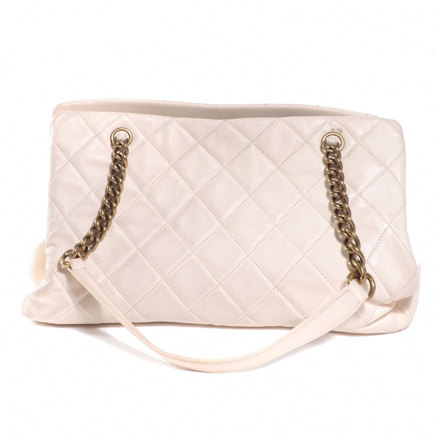 Calfskin CC Crown Small Tote White