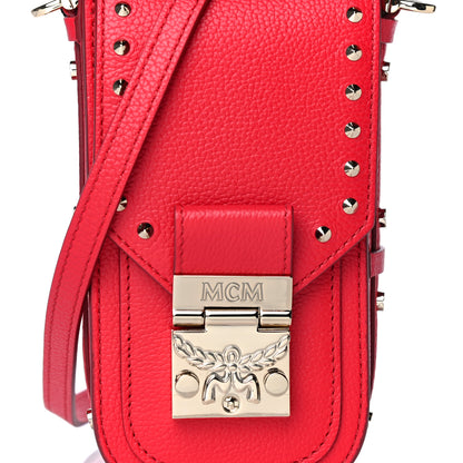 MCM Calfskin Studded X-Mini Patricia Crossbody Chinese Red 8 of 8