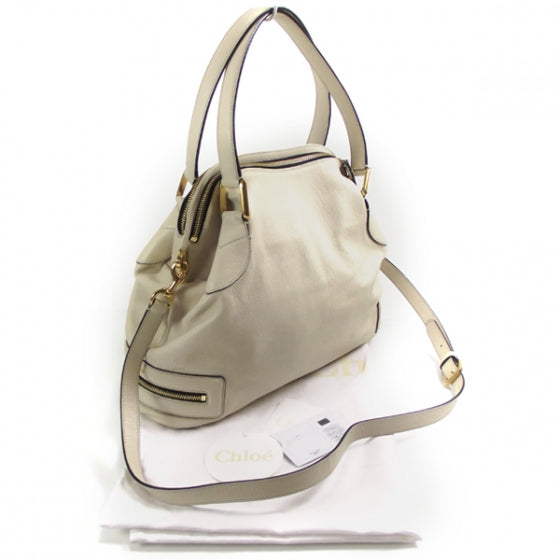 Leather Cary Medium Satchel Milk